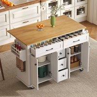 Matteo White & Natural Dropleaf Kitchen Island