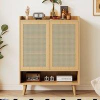 Matteo Natural Rattan 5-Tier Shoe & Storage Cabinet - Light Oak