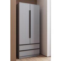 FWStyle Lania 2 Door 2 Drawer Ripple Effect Grey Wardrobe (H) 180 (W) 80 (D) 50cm