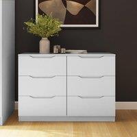 FWStyle Luno Chest Of Drawers 6 Drawer White Deep Design Sideboard