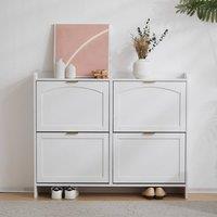 Merax 4 Flip Drawer Shoe Storage Cabinet, Entryway Shoe Organiser in White