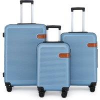 Infinity Leather Hardshell Suitcases Robust ABS Lightweight Luggage Holiday Bag in Blue | Size: Medium
