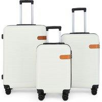 Infinity Leather Hardshell Suitcases Robust ABS Lightweight Luggage Holiday Bag in Cream | Size: Small