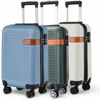 Infinity Leather Hard Shell Cabin 36 x 22 x 56 cm ABS Suitcase Suitable for Easyjet, Ryanair, Wizzair in Blue
