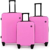 Infinity Leather Hard Shell ABS Suitcase 8 Wheel Travel Case Holiday Bags in Pink | Size: Small