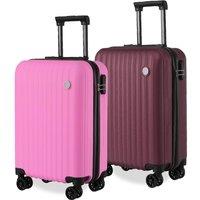 Infinity Leather Hard Shell Cabin Suitcase 36 x 22 x 56 cm Luggage Suitable for Easyjet, Ryanair, Wizzair in Pink