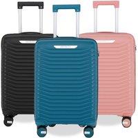 Infinity Leather Robust Hard Shell Cabin Suitcase 36 x 24 x 55 cm TSA Luggage Suitable for Easyjet, Ryanair, Wizzair in Pink