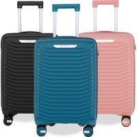 Infinity Leather Robust Hard Shell Cabin Suitcase 36 x 24 x 55 cm TSA Luggage Suitable for Easyjet, Ryanair, Wizzair in Blue