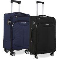 Infinity Leather Soft Cabin Suitcase 36.5 x 23.5 x 58 cm Nylon 900D Suitable Integrated TSA Lock for Easyjet, Ryanair, Wizzair in Navy
