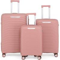 Infinity Leather Hard Shell Classic Suitcase 8 Wheel Cabin TSA Luggage Case Holiday Travel in Pink | Size: Small