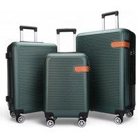 Infinity Leather Hardshell Cabin Suitcase Robust ABS Lightweight Luggage Holiday Bag in Green | Size: Large