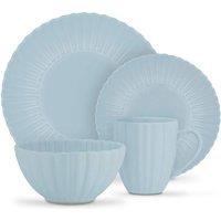 Swan 16 Piece Scallop Stoneware Dinner Set in Blue