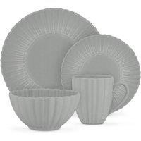 Swan 16 Piece Scallop Stoneware Dinner Set in Grey
