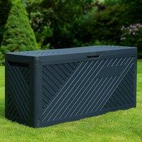Gr8 Garden Plastic 280L Garden Storage Box Chest With Lid in Dark Grey