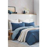 CHRISTY 'Relaxed Linen' Washed Finish Reversible Duvet Cover Set in Blue | Size: Double