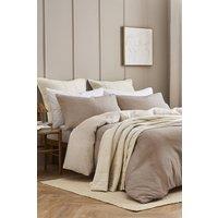 CHRISTY 'Relaxed Linen' Washed Finish Reversible Duvet Cover Set in Beige | Size: Double