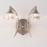 Harper Living Double Wall Light & Sconce Satin Nickel Finish in Light Grey
