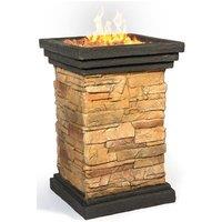 MDA Designs MAKARA Hand-crafted Stone Fire Column Garden & Patio Gas Fire Pit