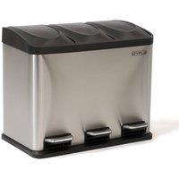 Oypla 45L Stainless Steel Triple Compartment Pedal Bin in Silver