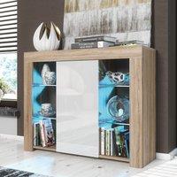 Creative Furniture Harbor Sideboard 97cm - A Stylish & Functional Cabinet with Gloss Doors & LED Lights in Light Oak