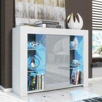 Mex Furniture LTD Sideboard with LED Lighting & Gloss Doors / 97cm in Light Grey