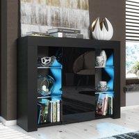 Mex Furniture LTD Sideboard with LED Lighting & Gloss Doors / 97cm in Black