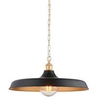 Netlighting Afragola Dome Pendant Ceiling Light Matt Black Satin Gold Paint