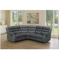 SquareBoxx Serafina 5 Seater Leather Recliner Corner Sofa w/ Drop Down Armrest in Grey
