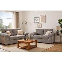 SquareBoxx Positano Jumbo Cord Fabric 3+2Seater Sofa Set in Grey