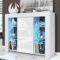 Creative Furniture Harbor Sideboard 97cm - White with Gloss Doors & LED Lights
