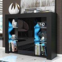 Mex Furniture LTD Sideboard Harbor 97cm - Black with Gloss Doors & LED Lights