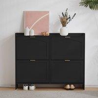Merax 4 Flip Drawer Shoe Storage Cabinet, Entryway Shoe Organiser in Black