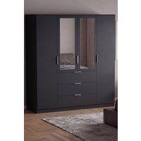 Home Discount Vida Designs Trega 4 Door 3 Drawer Mirrored Wardrobe Storage Furniture in Black