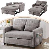 BTM 2 Seater Sofa Bed Pull Out Adjustable Backrest Convertible Sofa in Dark Grey