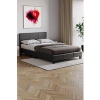 Home Discount Vida Designs Lisbon Faux Leather Bed Frame UKFR Fabric with Mattress in Black | Size: Small Double