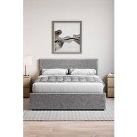 Home Discount Vida Designs Veronica Ottoman Bed Frame Storage & Memory Foam Mattress in Silver | Size: Double