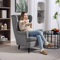 HOMCOM Wingback Chair, Modern Accent Chair for Living Room Bedroom in Dark Grey | Size: Armchair
