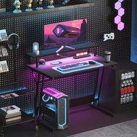 HOMCOM LED Gaming Desk with Power Outlets & Monitor Stand 100 x 60cm Black | Size: 100 x 60 cm