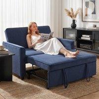 HOMCOM 2 Seater Sofa Bed, 3-in-1 Velvet Pull Out Sleeper Sofa, Dark Blue