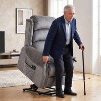 HOMCOM Power Lift Recliner Chair with Vibration & Heat, Wood Grip in Light Grey