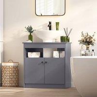 KEEPREAPER Stylish Under Sink Bathroom Cabinet 2 Door Freestanding 600 mm in Grey
