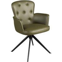 Angel Cerda Dark Green Leatherette Swivel Dining Chair - Capitonn