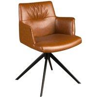Angel Cerda Cognac Brown Leatherette Swivel Dining Chair