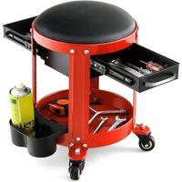 EONLION Rolling Workshop Creeper Seat Mechanic Stool in Red | Size: 100 cm