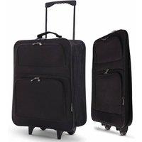 NESTLUNE 55x40x20cm Foldable Trolley Cabin Luggage in Black | Size: 0.6m2