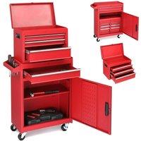 NESTLUNE 4 Drawer Rolling Workshop Tool Trolley Mobile Garage Storage Cart in Red | Size: 100 cm x 100 cm