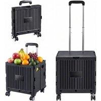NESTLUNE Foldable Wheeled Shopping Trolley Box With Lid in Black | Size: 10000mm x 520mm
