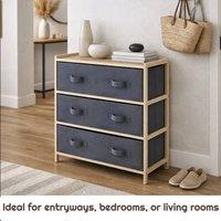 VOGREX Fabulous 3 Drawer Canvas Unit Elegant Storage Space to Your Home in Grey