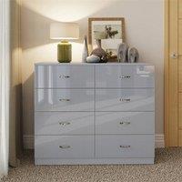 VOGREX 8 Drawer Chest Of Drawers Gloss Fronts Matt Frame Bedroom Storage in Grey