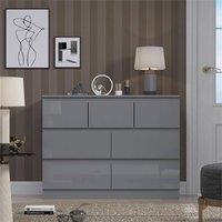 VOGREX Chest of Drawers 7 Drawer Grey Gloss Front Bedroom Matt Frame